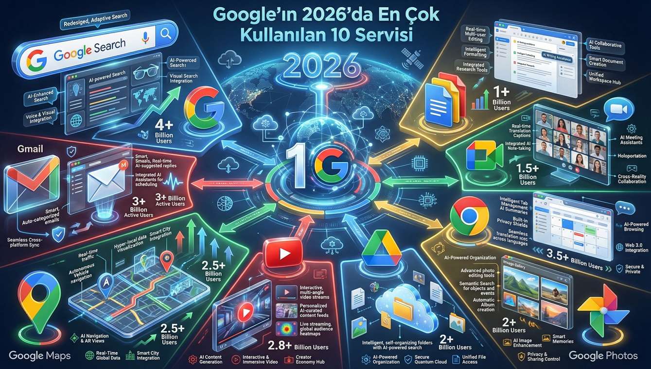 Google’ın 2026’da En Çok Kullanılan 10 Servisi (Analizli Liste)